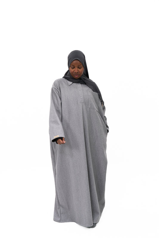 ROBE CHEMISE CACHEMIRE GRIS