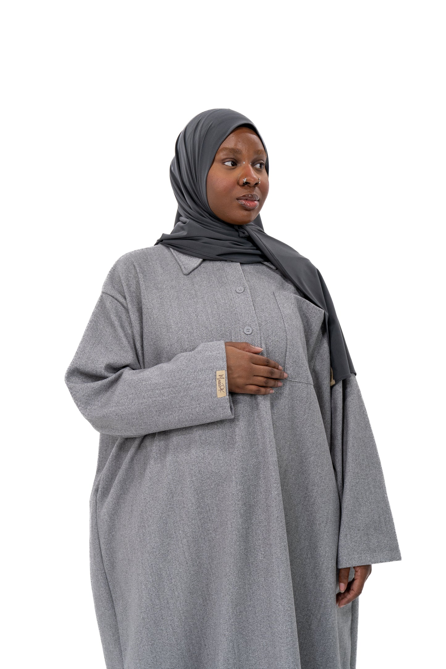 ROBE CHEMISE CACHEMIRE GRIS