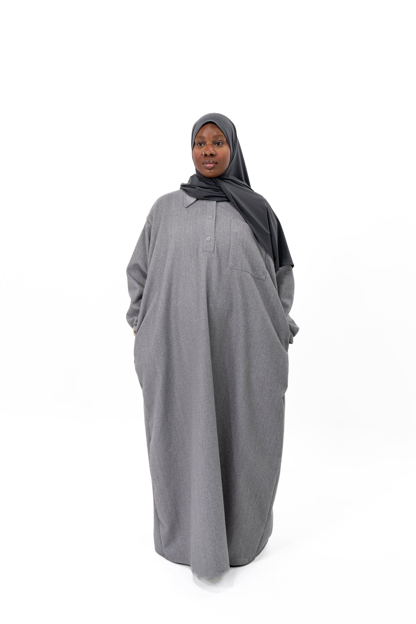 ROBE CHEMISE CACHEMIRE GRIS